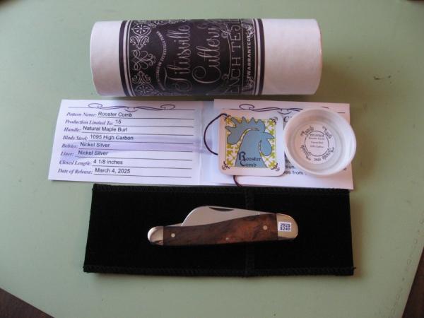 DANIELS FAMILY KNIFE BRANDS-TITUSVILLE CUTLERY-ROOSTER COMB-NATURAL BURL #2 DANIELS FAMILY KNIFE BRANDS-TITUSVILLE CUTLERY-ROOSTER COMB-NATURAL BURL #2