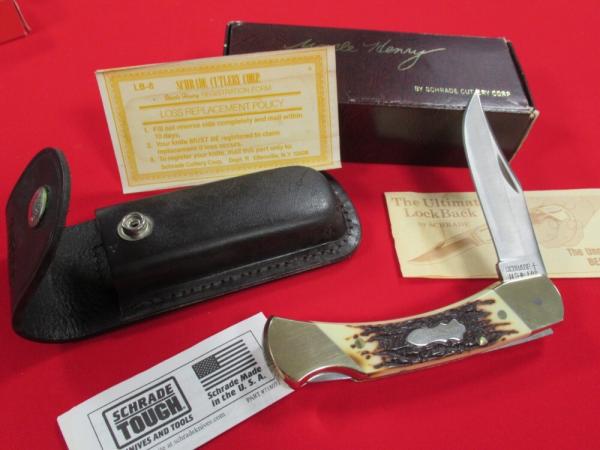 Schrade Uncle Henry Staglon Handle Folding Hunter Model LB-8