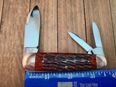 Cattaraugus Cutlery Sleeveboard Whittler For the KCC 1990 Seki Japan Brown Jigged Bone 