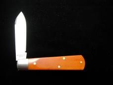 Dollar Knife Co. Smooth Orange Camel Bone with White Shield Jack Knife by Cooper Cutlery USA OSCB-WS