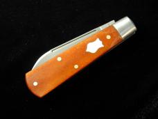 Dollar Knife Co. Smooth Orange Camel Bone with White Shield Jack Knife by Cooper Cutlery USA OSCB-WS