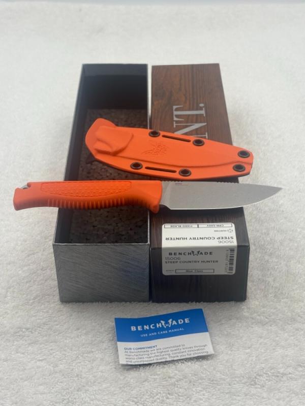 Benchmade 15006 Steep Country Fixed Blade Knife /  Orange Handle New In Box Made In USA