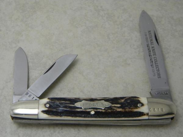 Kissing Crane Germany Stag 0615 Anglo Saxon Whittler Knife 1975 NKCA Club Knife