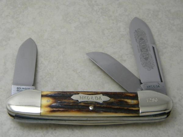 Kissing Crane Germany Large 3 Blade Canoe Stag Knife 1977 NKC and DA Club Knife