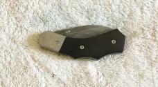 JM, HANDMADE EBONY & DAMASCUS SLIP JOINT PISTOL GRIP FOLDING KNIFE