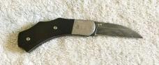 JM, HANDMADE EBONY & DAMASCUS SLIP JOINT PISTOL GRIP FOLDING KNIFE