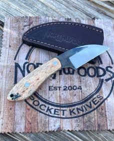 NORTHWOODS KNIVES ** FALL CREEK GIRAFFE BONE FIXED BLADE W/SHEATH