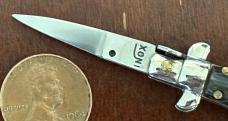 Vintage 80’s-90’s Miniature Switchblade Knife, Imitation Horn, Original Keychain, Italy