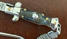 Vintage 80’s-90’s Miniature Switchblade Knife, Imitation Horn, Original Keychain, Italy