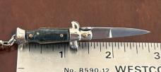 Vintage 80’s-90’s Miniature Switchblade Knife, Imitation Horn, Original Keychain, Italy