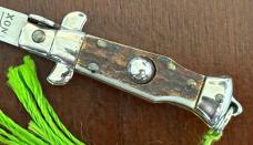 Vintage 80’s-90’s Miniature Switchblade Knife, Nice Stag, Original Tassel, Italy