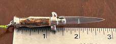 Vintage 80’s-90’s Miniature Switchblade Knife, Nice Stag, Original Tassel, Italy