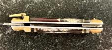 Rare Small Purple Handle Mexico Bullfighter Style Lever Lock Switchblade Knife, Japan, Used