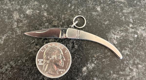 Rare Miniature Keychain Folding Catalana Knife, Steel Handle, Italy