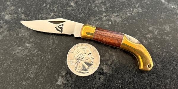 Rare Indiana Cutlery Miniature Keychain Lock Back Folding Knife, Brass Handle, Italy