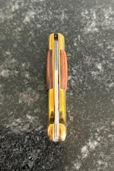 Rare Indiana Cutlery Miniature Keychain Lock Back Folding Knife, Brass Handle, Italy