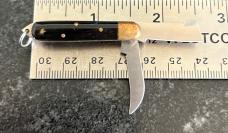 Rare Indiana Cutlery Miniature Keychain 2 Blade Folding Knife, Nice Dark Horn, Italy