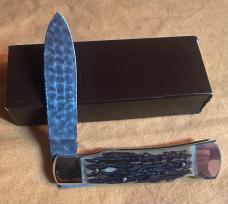 Weidmannsheil Genuine Stag Collector w/Awesome & Unique Damascus Blade. Rich,Full Stag in Mint Cond!