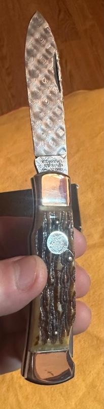 Weidmannsheil Genuine Stag Collector w/Awesome & Unique Damascus Blade. Rich,Full Stag in Mint Cond!