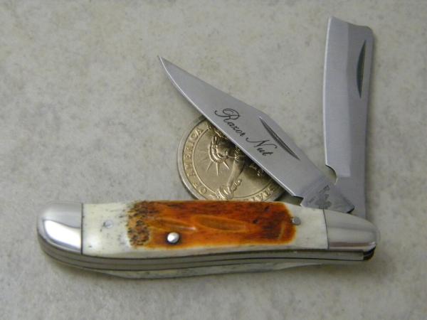 Frost Cutlery Surgical Steel Japan Stag Razor Nut Knife