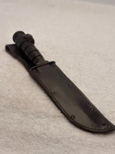 Camillus Vintage Fixed Blade Stacked Leather Fighting Knife Made In USA