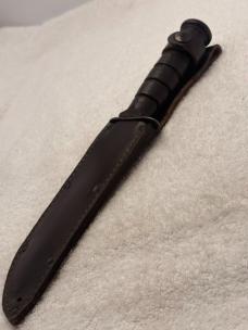 Camillus Vintage Fixed Blade Stacked Leather Fighting Knife Made In USA