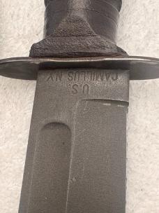 Camillus Vintage Fixed Blade Stacked Leather Fighting Knife Made In USA