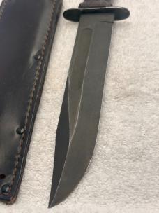 Camillus Vintage Fixed Blade Stacked Leather Fighting Knife Made In USA