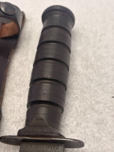 Camillus Vintage Fixed Blade Stacked Leather Fighting Knife Made In USA