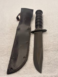 Camillus Vintage Fixed Blade Stacked Leather Fighting Knife Made In USA