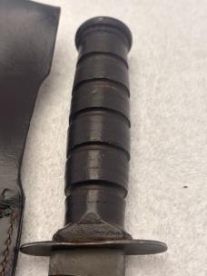 Camillus Vintage Fixed Blade Stacked Leather Fighting Knife Made In USA