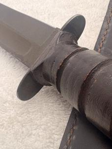 Camillus Vintage Fixed Blade Stacked Leather Fighting Knife Made In USA