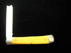 Cooper Cutlery Yellow Jigged Bone Razor Trapper Knife NIT Made in USA 5119YJB