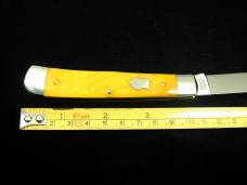 Cooper Cutlery Yellow Jigged Bone Razor Trapper Knife NIT Made in USA 5119YJB