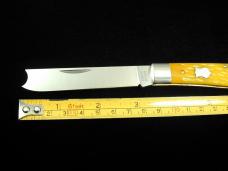Cooper Cutlery Yellow Jigged Bone Razor Trapper Knife NIT Made in USA 5119YJB