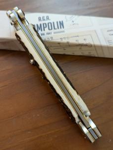  NIB 11"- 28 cm A.G.A. Campolin Alpine Stag Horn Maltese Automatic Lockback Stiletto