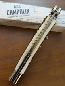  NIB 11"- 28 cm A.G.A. Campolin Alpine Stag Horn Maltese Automatic Lockback Stiletto