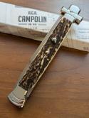  NIB 11"- 28 cm A.G.A. Campolin Alpine Stag Horn Maltese Automatic Lockback Stiletto