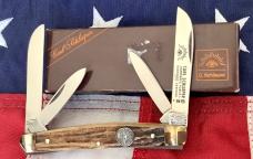 1985 Carl Schlieper / German Eye Brand -4 Blade Congress  +Sweet Stag Handles -NOS +Orig Box