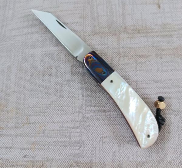 Vincenzo Balistreri MOP Marea Slipjoint.3.75"..Timascus..interior lanyard pin..filework..coa.. slip 