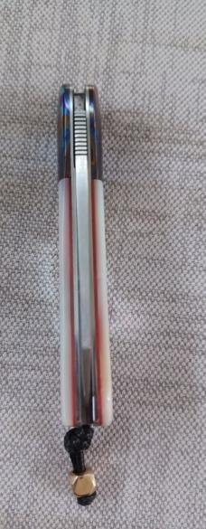 Vincenzo Balistreri MOP Marea Slipjoint.3.75"..Timascus..interior lanyard pin..filework..coa.. slip 