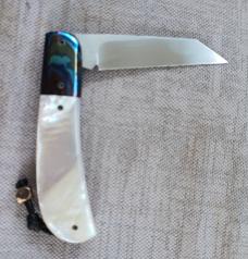 Vincenzo Balistreri MOP Marea Slipjoint.3.75"..Timascus..interior lanyard pin..filework..coa.. slip 