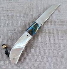 Vincenzo Balistreri MOP Marea Slipjoint.3.75"..Timascus..interior lanyard pin..filework..coa.. slip 