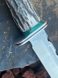  LEROY REMER BUCK 119 STAG HANDLES WITH MALACHITE END SPACERS