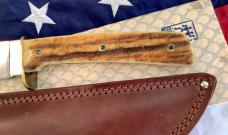 J A Henckels Fixed Blade Hunter Knife, Mdl# 600-5 & 1/2 -Great Stag Handles +Orig Box -NOS