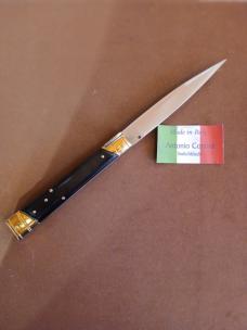 HAND PICKED SOLID BLACK BUFFALO HORN 13"ITALIAN PIC LOCK SWITCH BLADE BY ANTONIO CONTINI