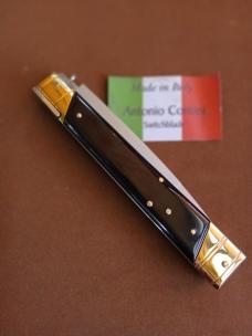 HAND PICKED SOLID BLACK BUFFALO HORN 13"ITALIAN PIC LOCK SWITCH BLADE BY ANTONIO CONTINI