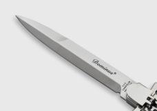 NEW A.G.A. CAMPOLIN 9" AUTOMATIC DOMINUS BRAZILIAN HORN LEVER LOCK, NICKEL SILVER BOLSTERS - W/BOX 