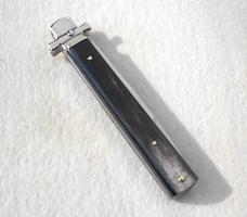 NEW A.G.A. CAMPOLIN 9" AUTOMATIC DOMINUS BRAZILIAN HORN LEVER LOCK, NICKEL SILVER BOLSTERS - W/BOX 