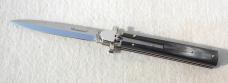 NEW A.G.A. CAMPOLIN 9" AUTOMATIC DOMINUS BRAZILIAN HORN LEVER LOCK, NICKEL SILVER BOLSTERS - W/BOX 